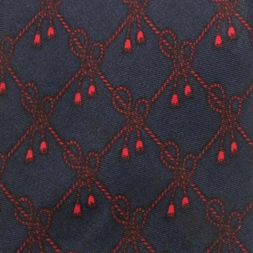 DIOR 100% Silk Tie | Blue with Red Ropes and Tassles Pattern